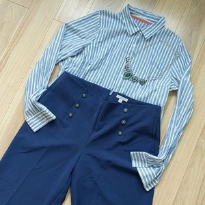 Retro high waisted sailor button dress pants